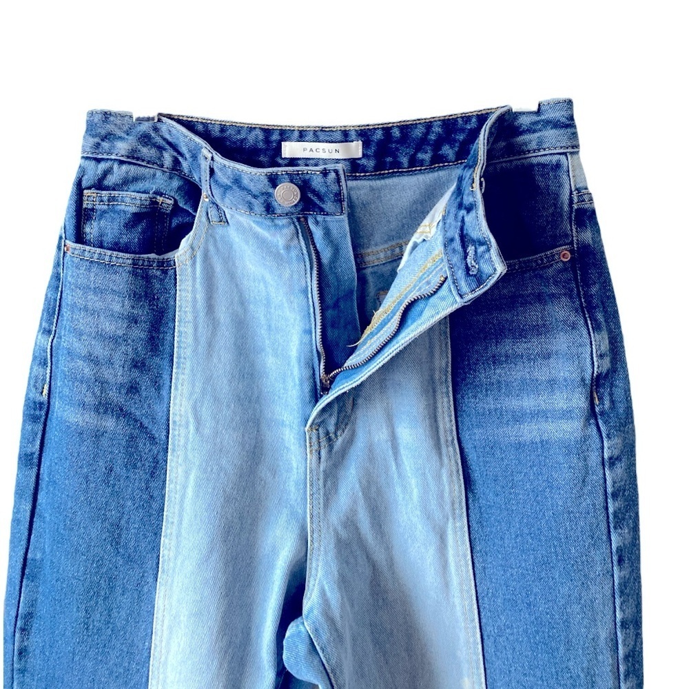 PacSun Eco Y2K Women’s Size 28 Two-Tone '90s Boyfriend Blue-High Rise Jeans - Picture 7 of 9